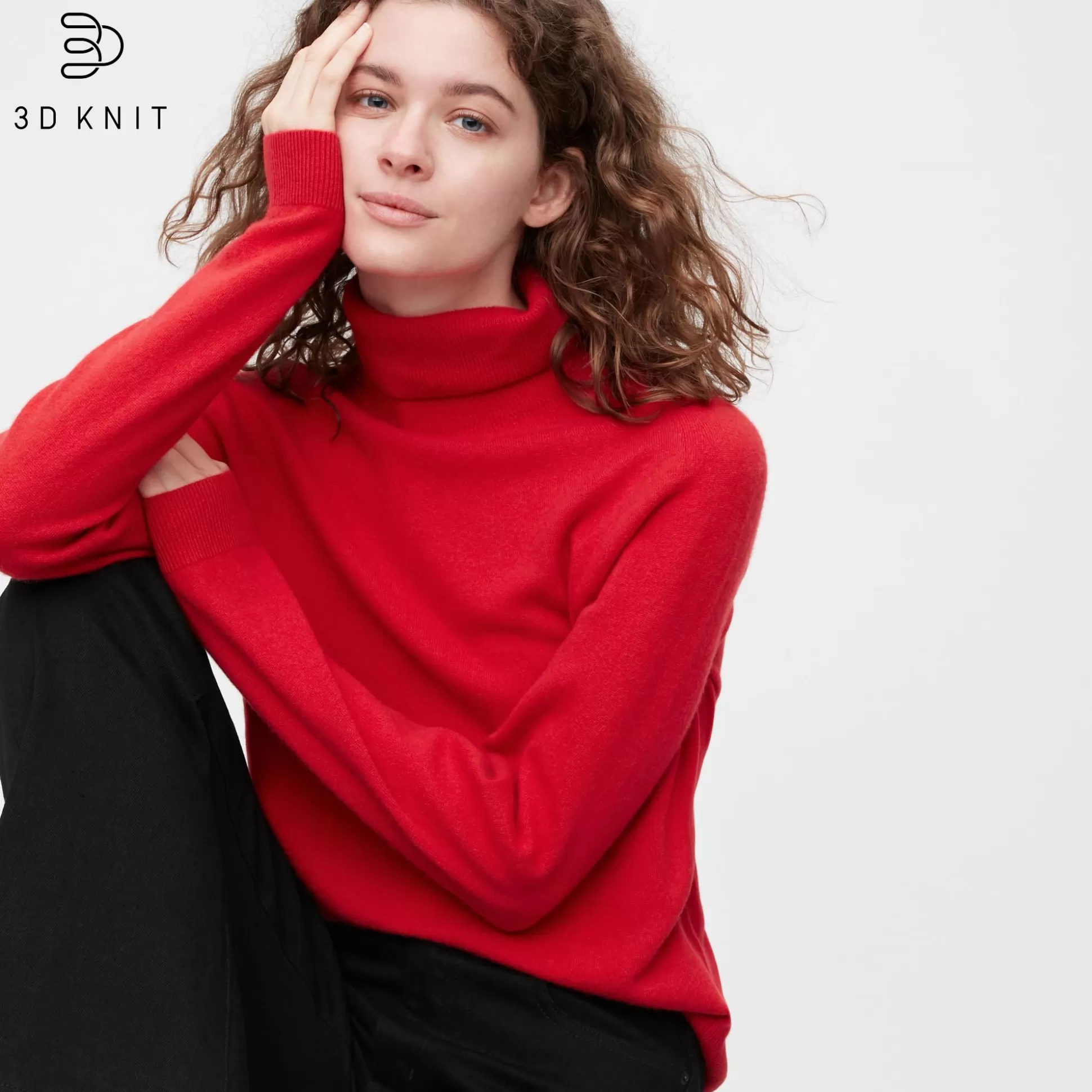 Women UNIQLO Sweaters<3D Knit Cashmere Turtleneck Long-Sleeve Sweater