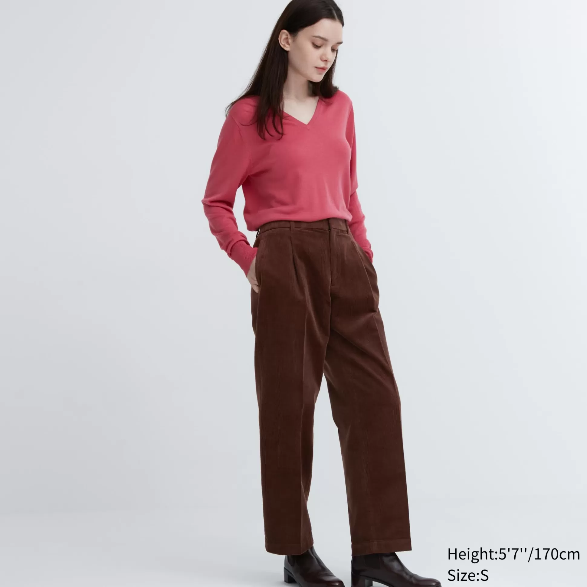 Women UNIQLO Pants<Corduroy Pleated Wide Pants