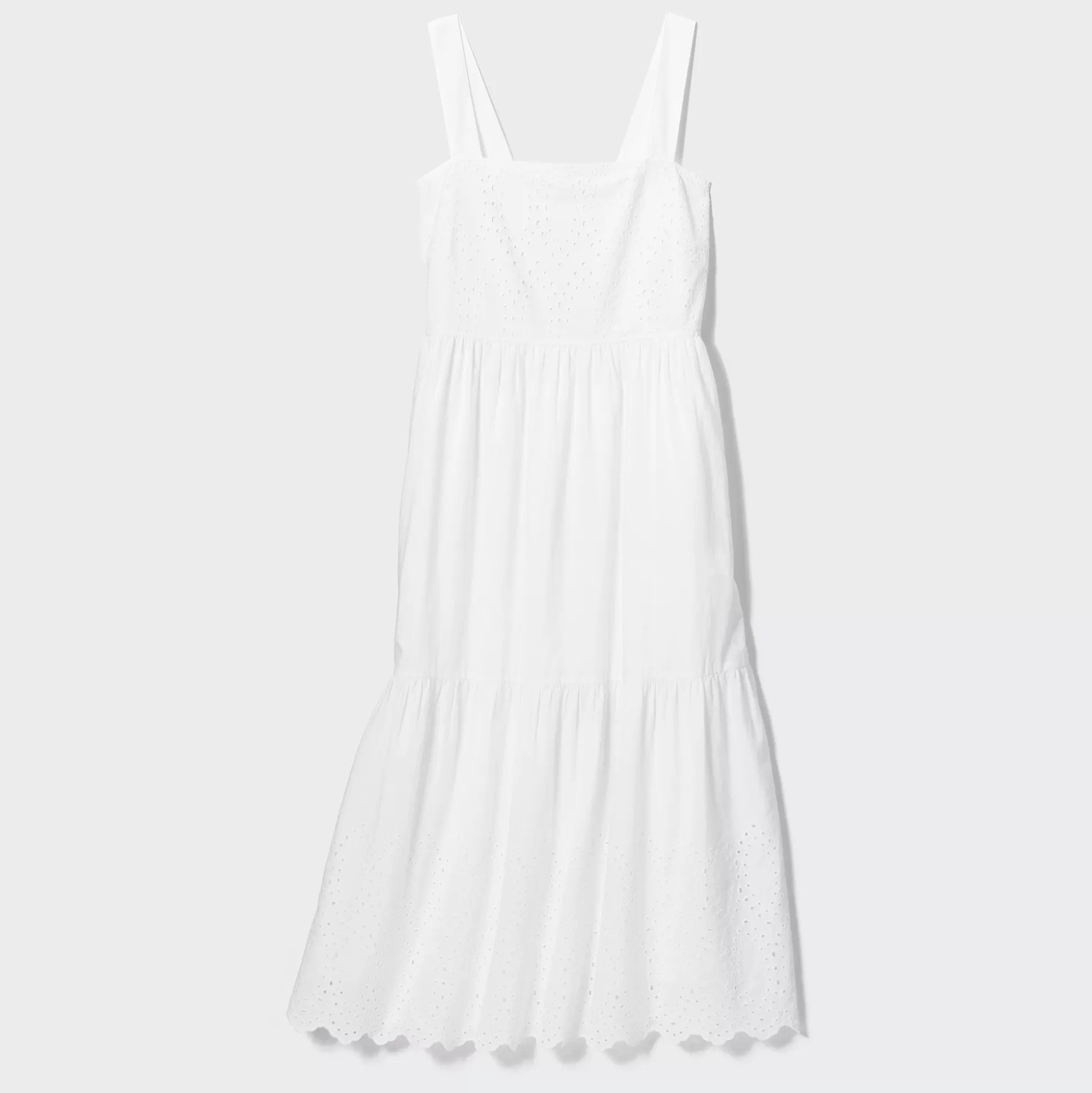 Women UNIQLO Dresses<Cotton Embroidery Shirring Sleeveless Dress