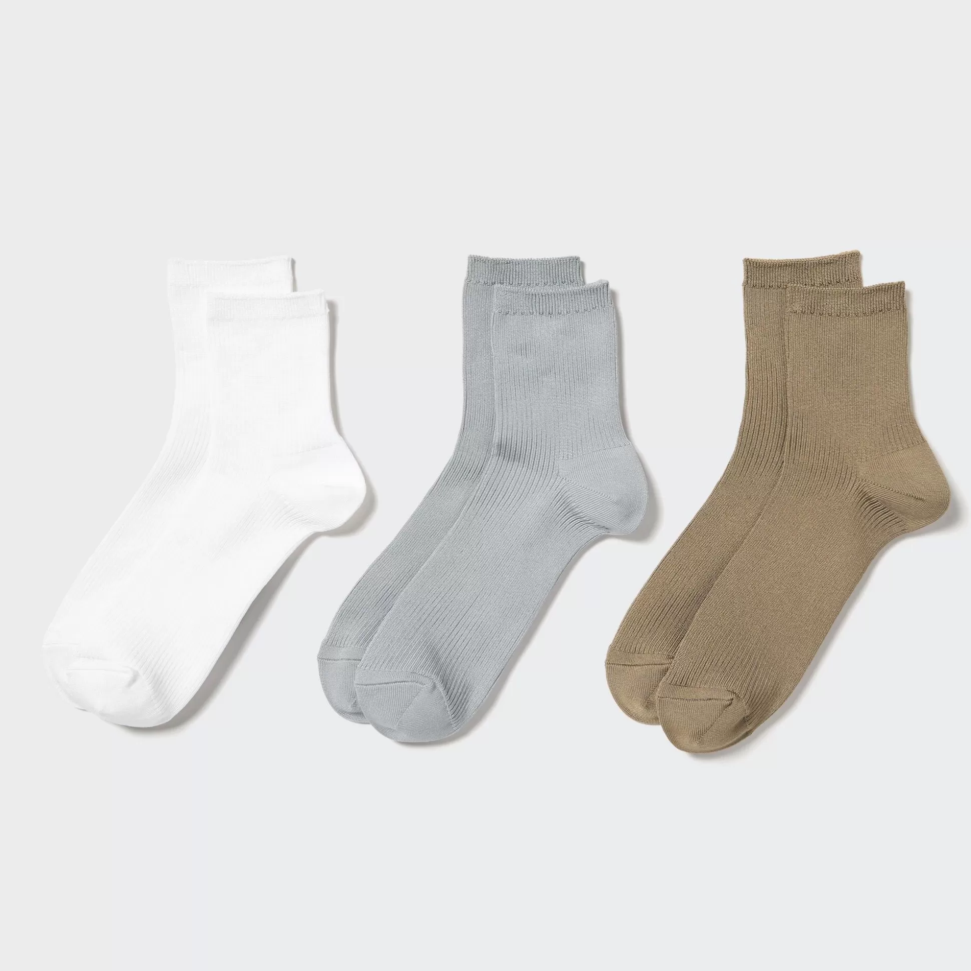 Women UNIQLO Socks<Crew Ribbed Socks (3 Pairs)