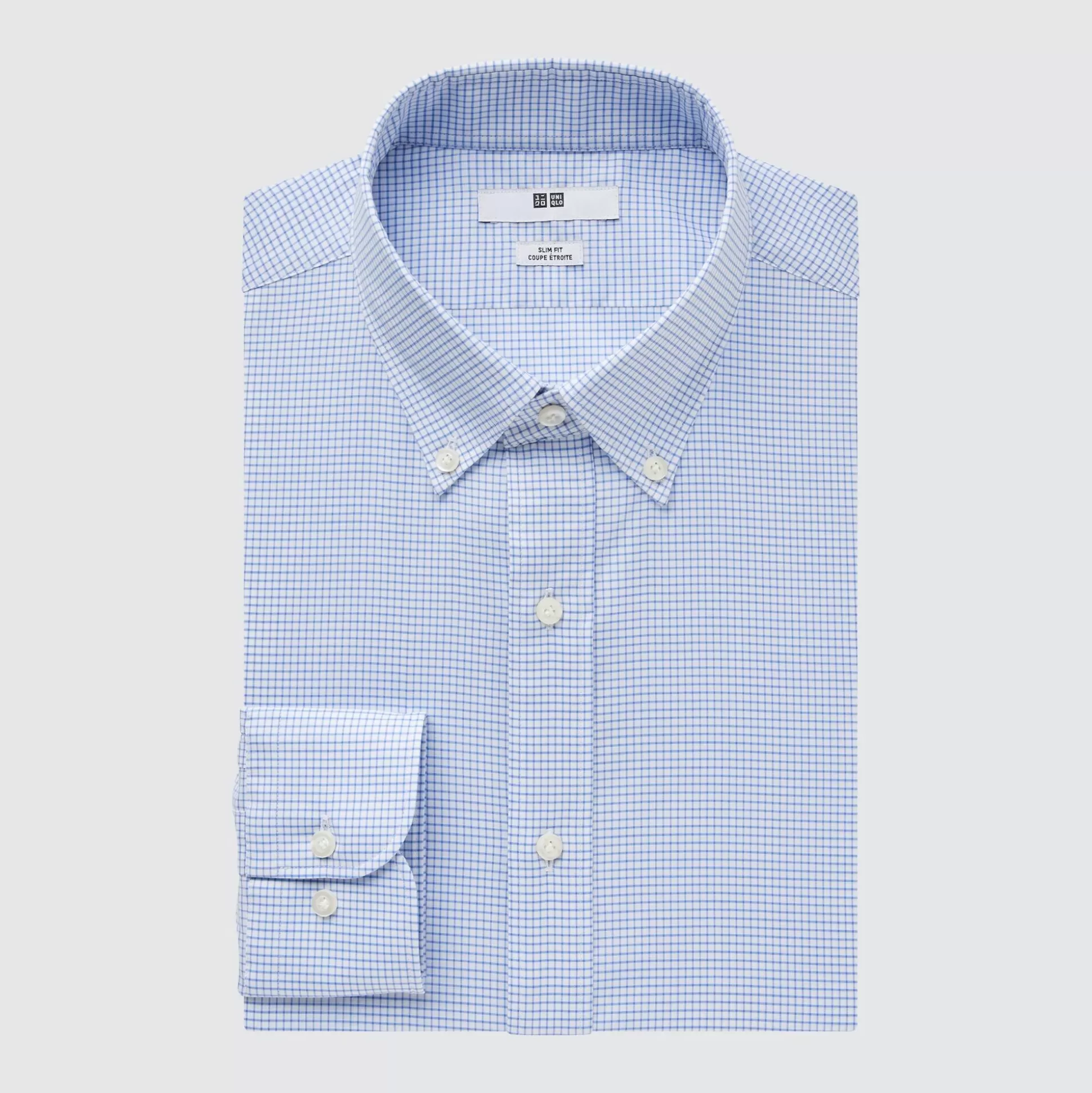 Men UNIQLO Dress Shirts<Easy Care Checked Stretch Slim Fit Long Sleeve Shirt