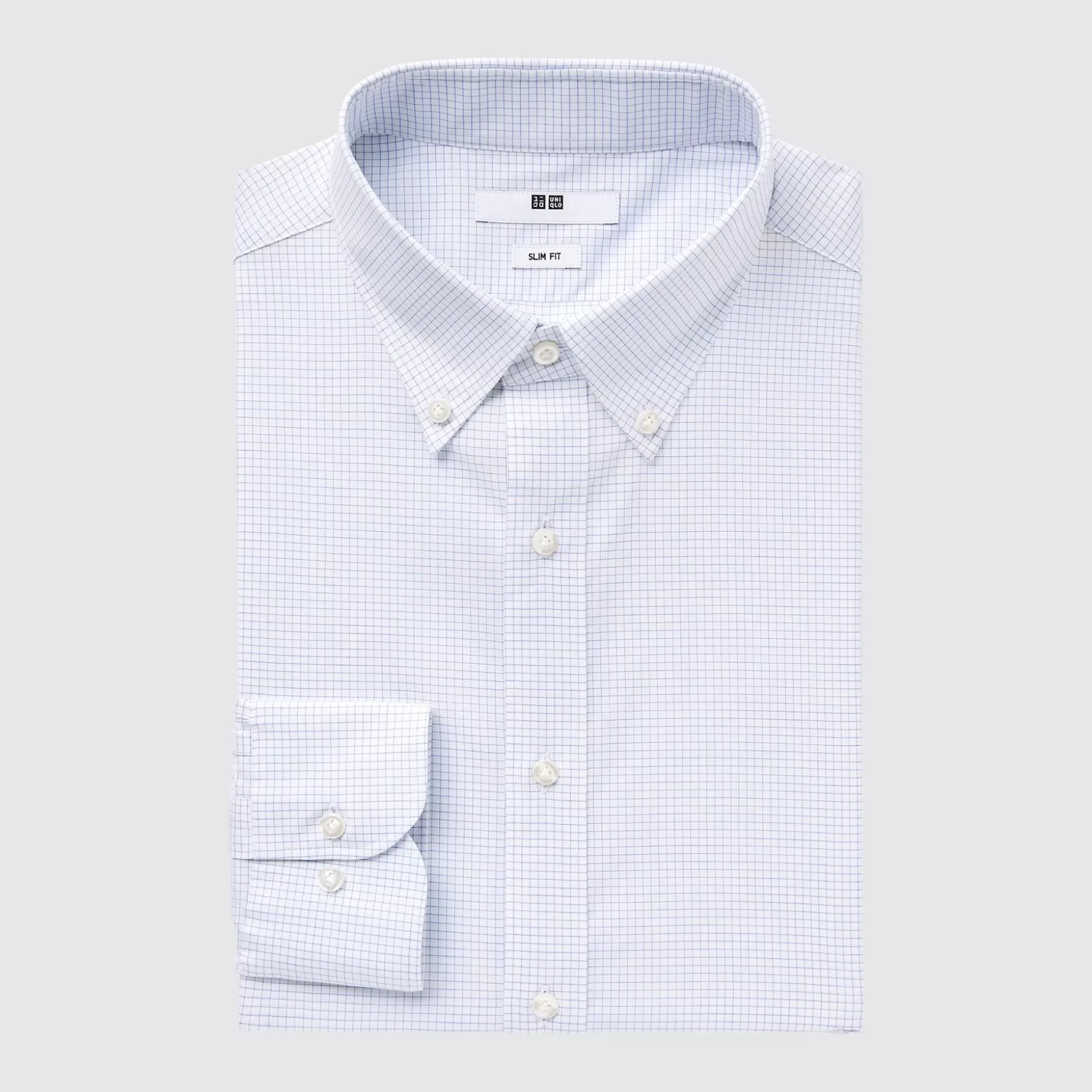 Men UNIQLO Dress Shirts<Easy Care Checked Stretch Slim-Fit Long-Sleeve Shirt