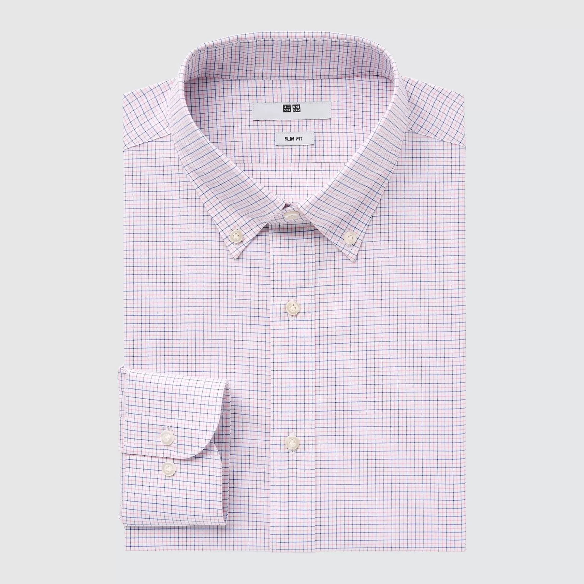 Men UNIQLO Dress Shirts<Easy Care Checked Stretch Slim-Fit Long-Sleeve Shirt