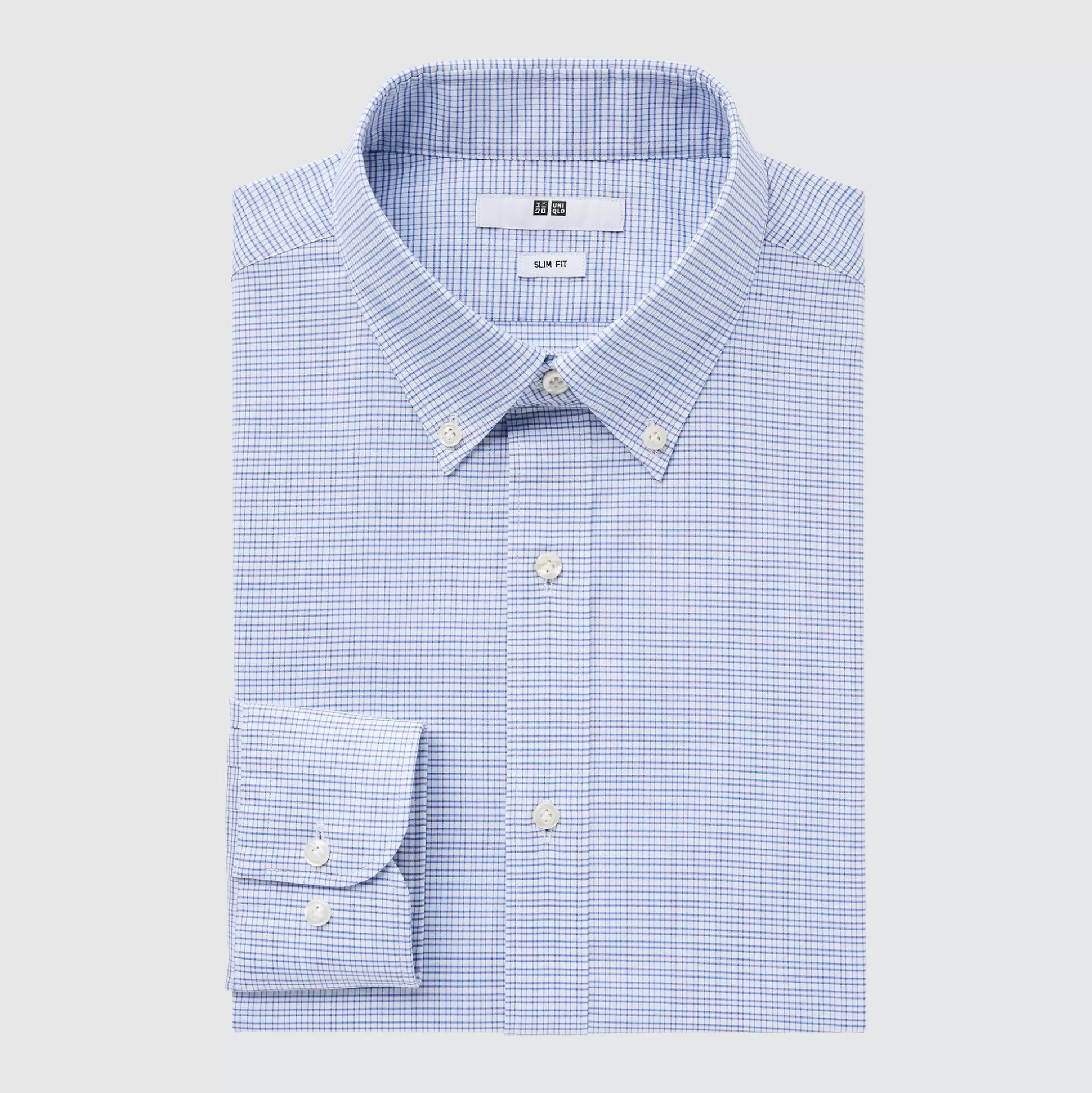 Men UNIQLO Dress Shirts<Easy Care Checked Stretch Slim-Fit Long-Sleeve Shirt