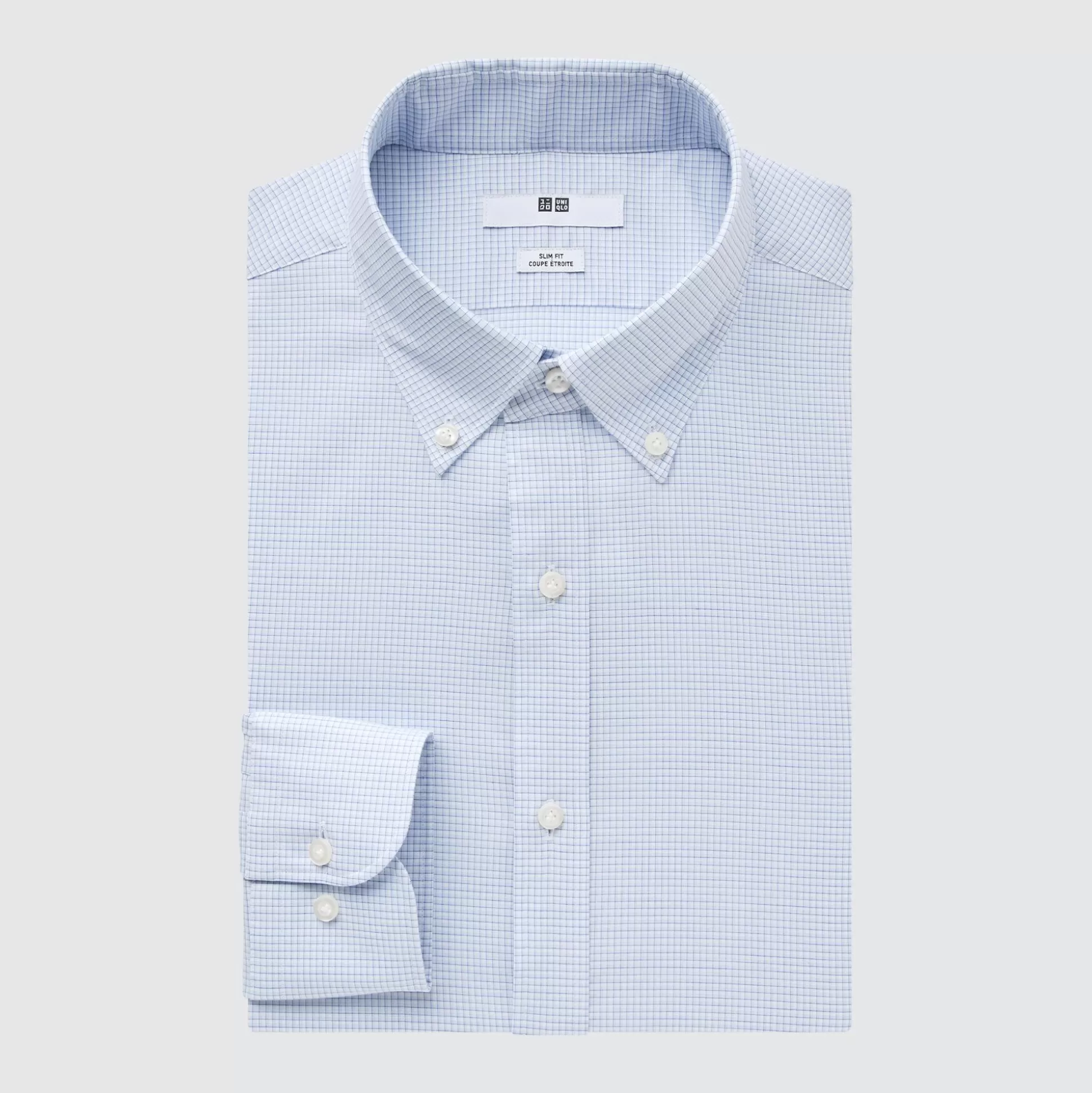 Men UNIQLO Dress Shirts<Easy Care Checked Stretch Slim-Fit Long-Sleeve Shirt