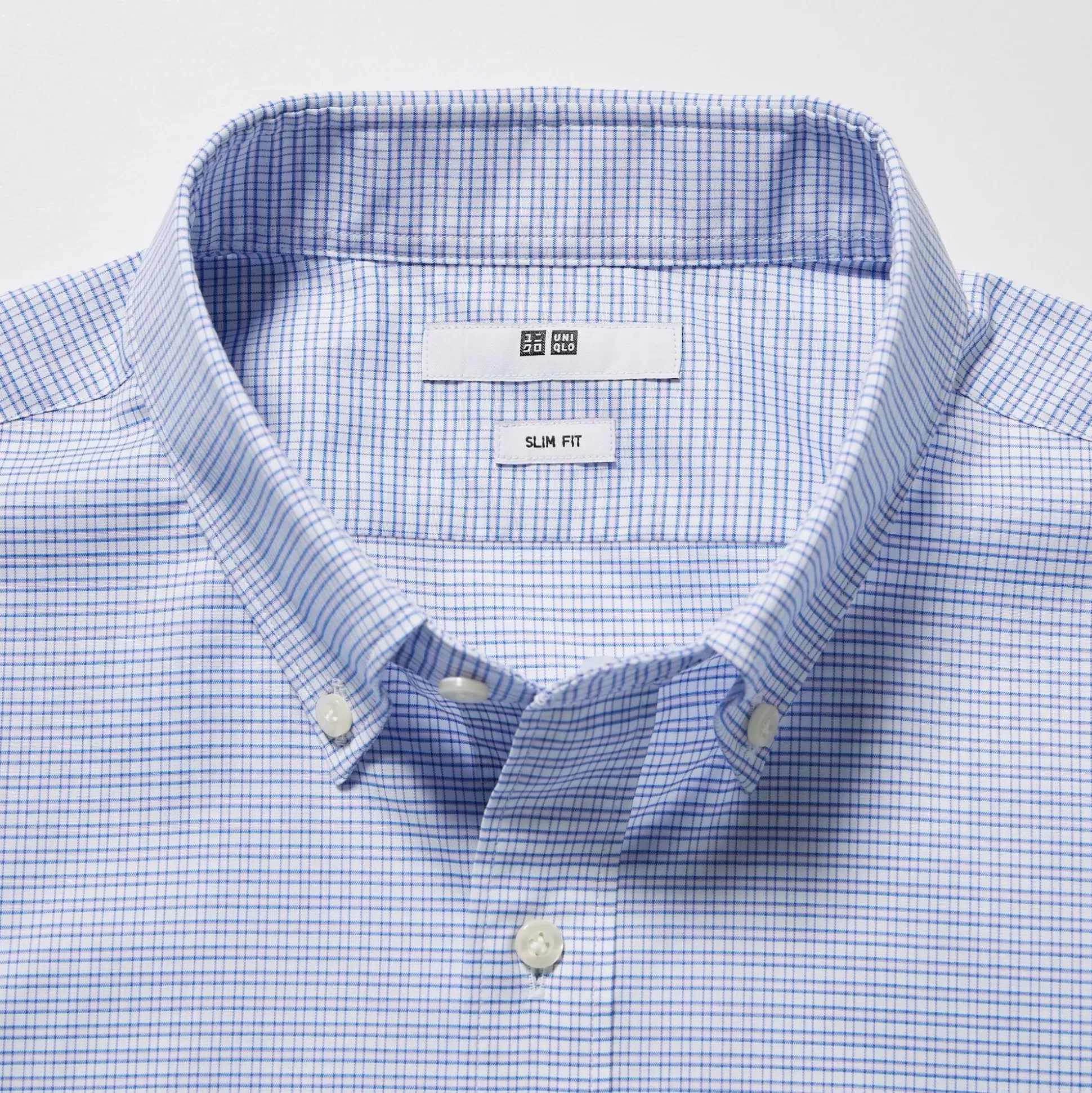 Men UNIQLO Dress Shirts<Easy Care Checked Stretch Slim-Fit Long-Sleeve Shirt