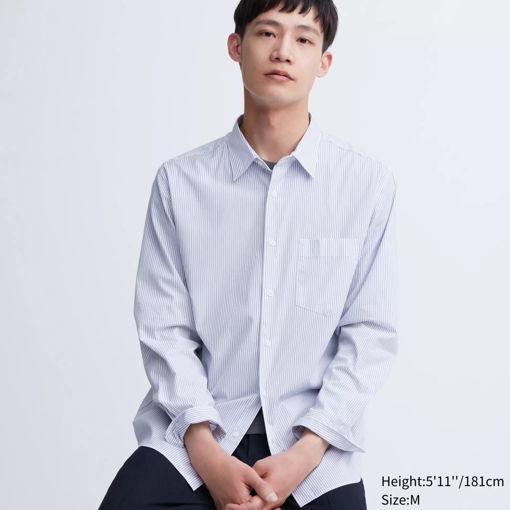 Men UNIQLO Casual Shirts<Extra Fine Cotton Broadcloth Long-Sleeve Shirt