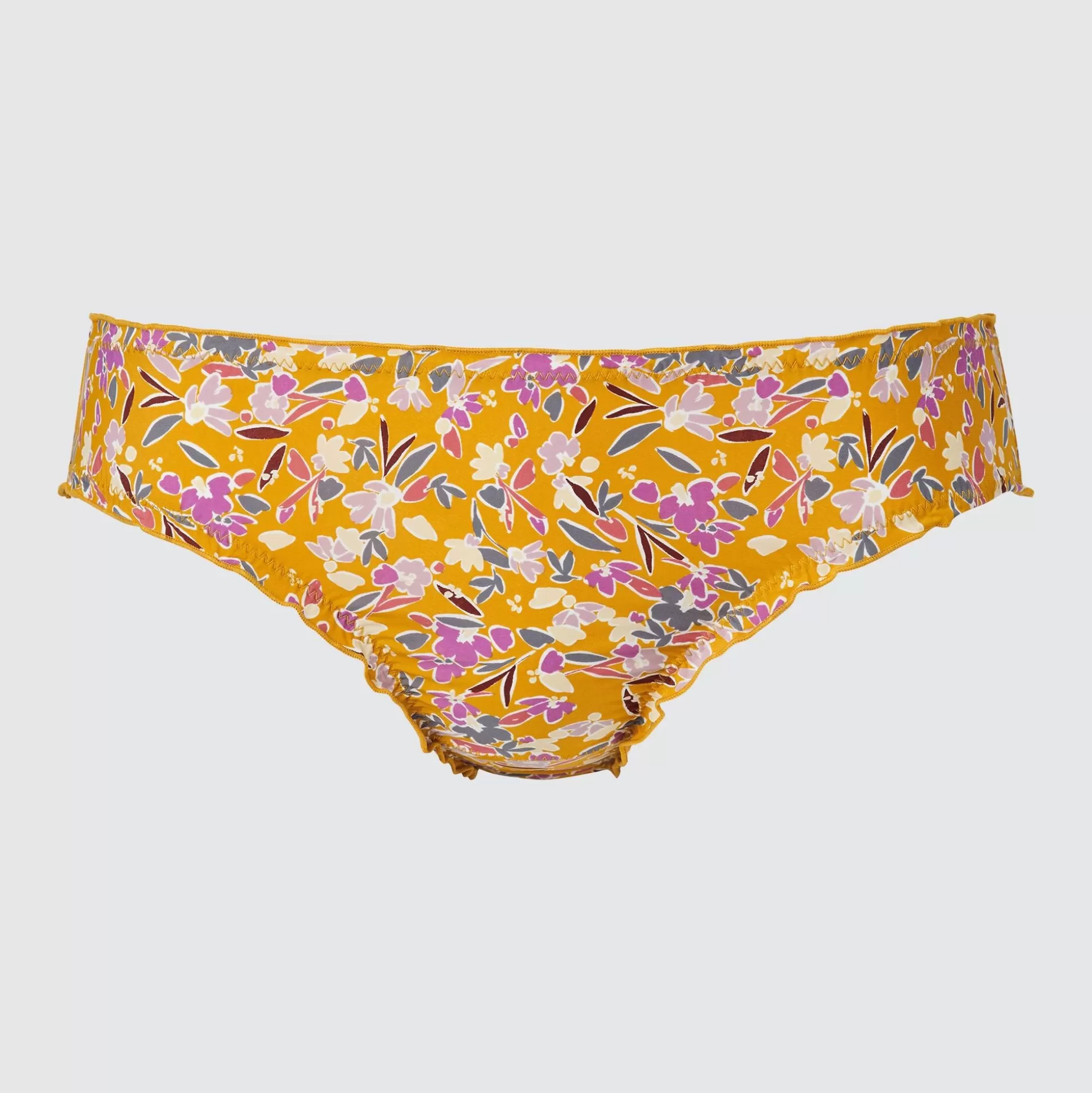 Women UNIQLO Underwear<Frilled Flower Print Mid-Rise Briefs