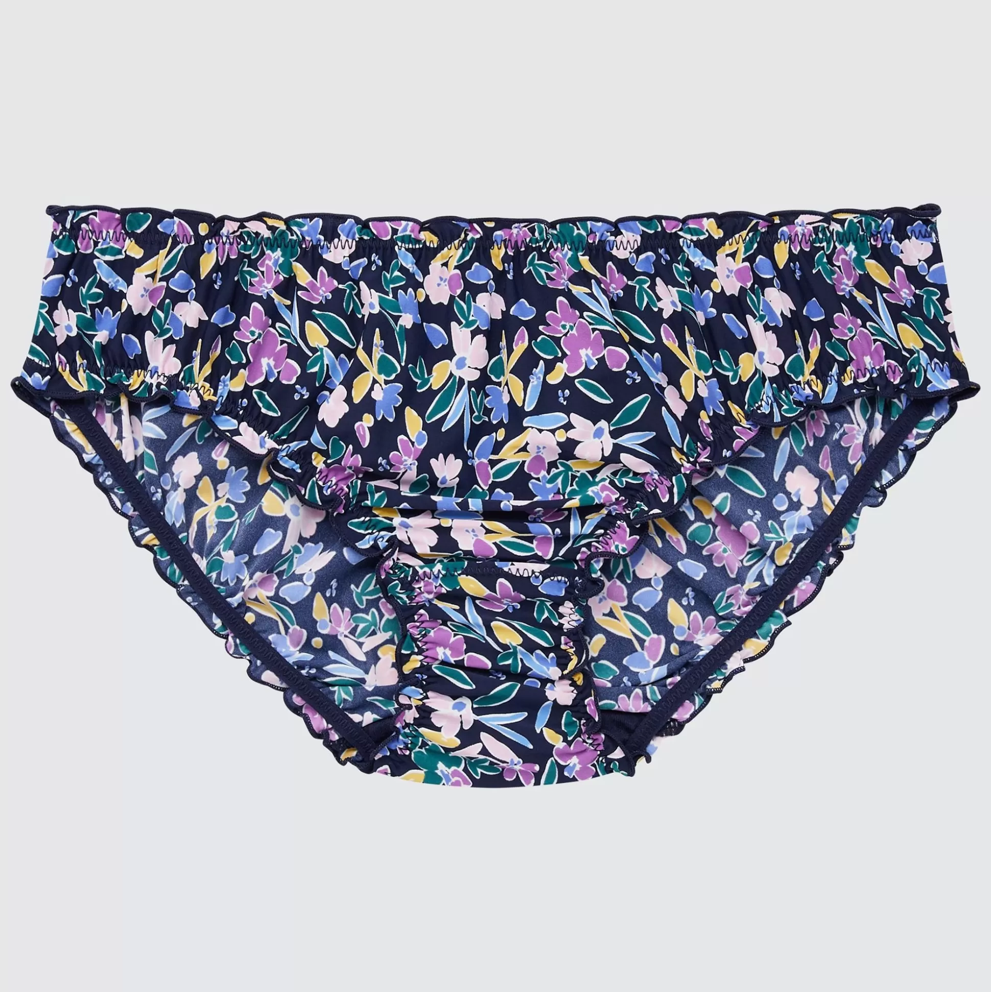 Women UNIQLO Underwear<Frilled Flower Print Mid-Rise Briefs