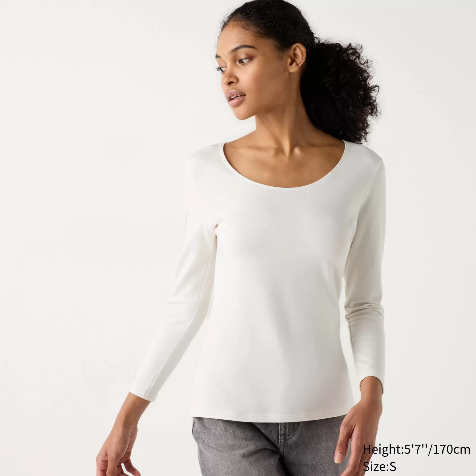 Women UNIQLO Undershirts<Heattech Cotton Scoop Neck Long-Sleeve T-Shirt (Extra Warm)