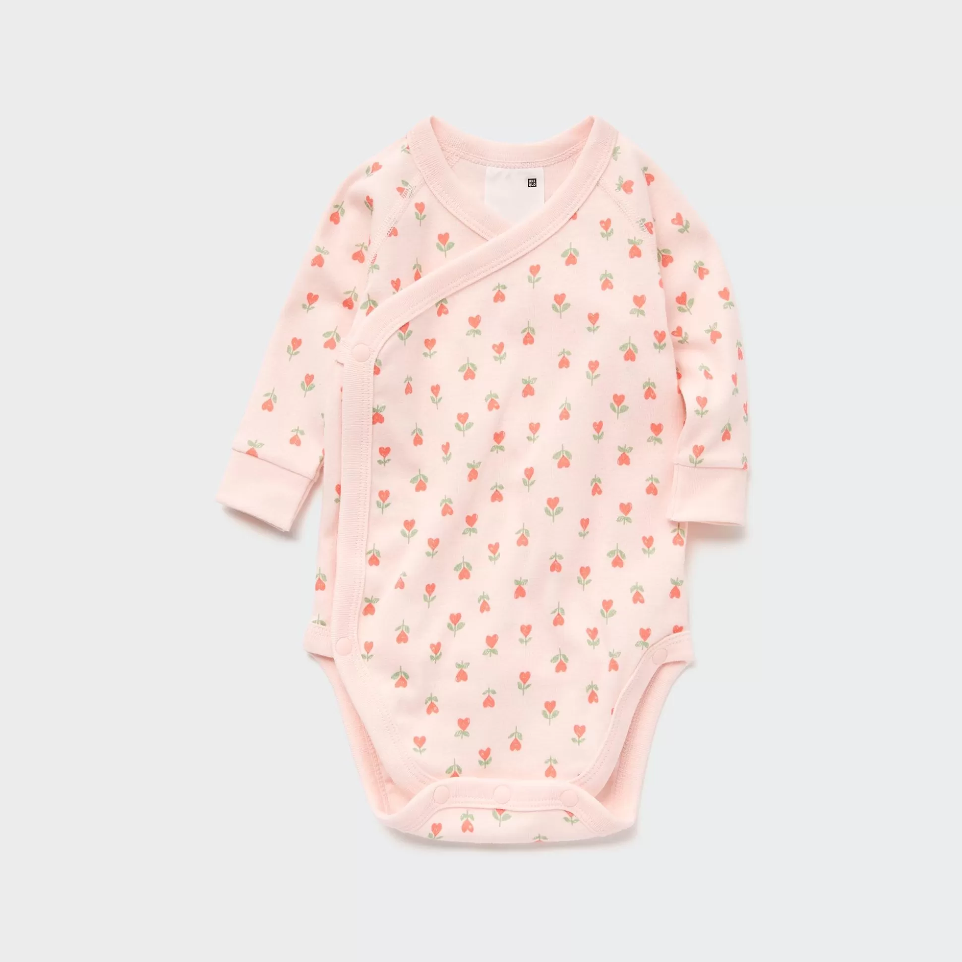 Baby UNIQLO Bodysuits<Joy Of Print Long-Sleeve Bodysuit (Heart) (Open Front)