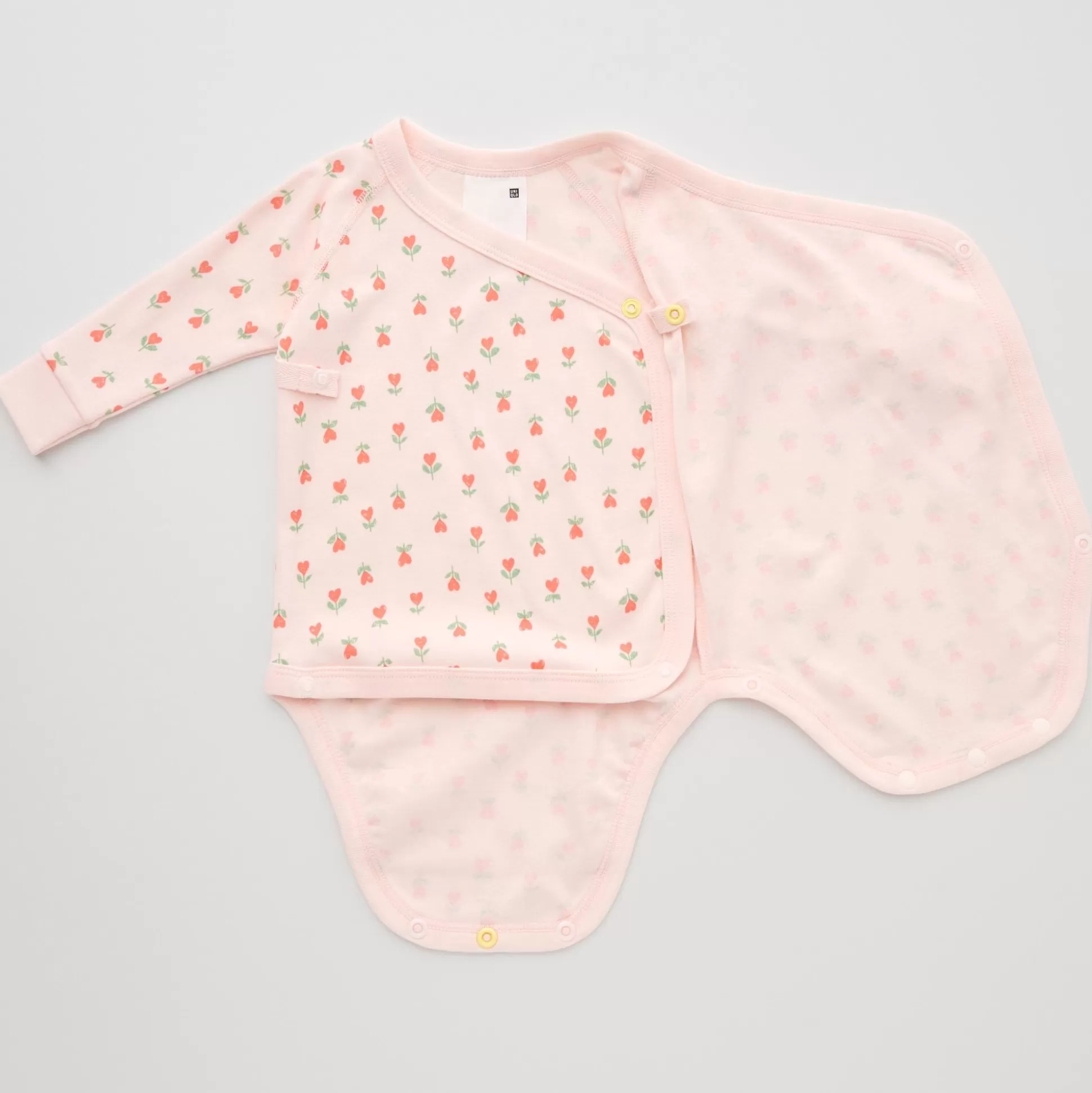 Baby UNIQLO Bodysuits<Joy Of Print Long-Sleeve Bodysuit (Heart) (Open Front)