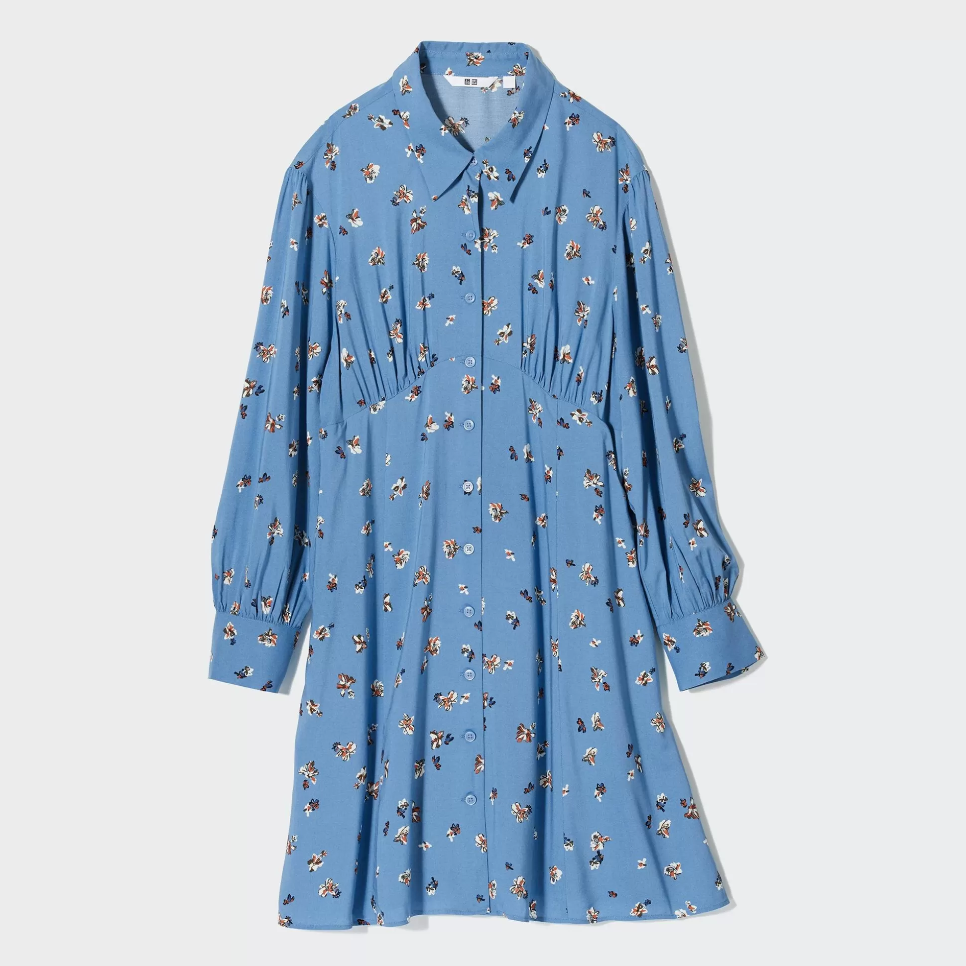 Women UNIQLO Dresses<Printed V-Neck Long-Sleeve Mini Dress