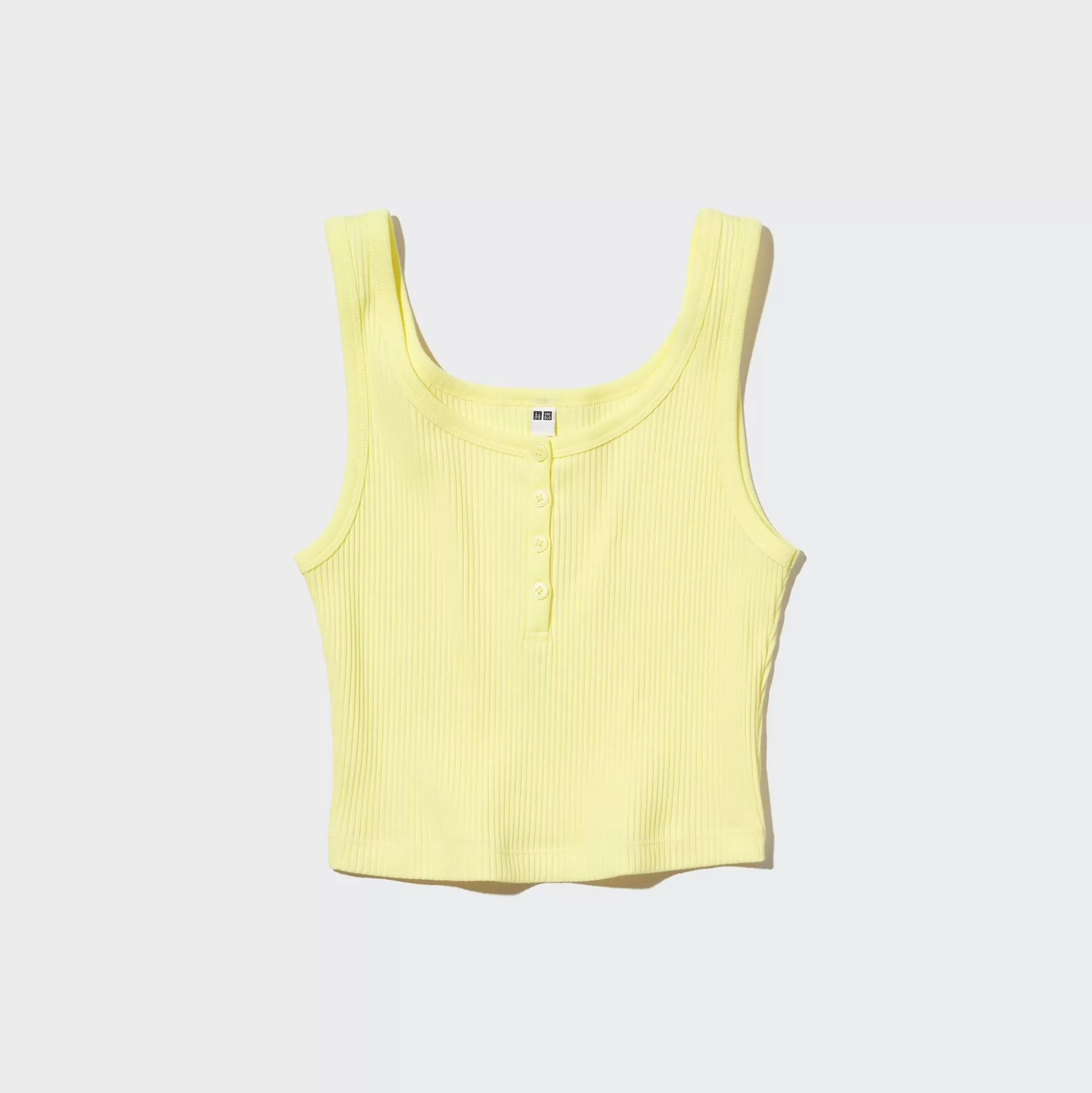 Women UNIQLO T-Shirts<Ribbed Henley Neck Cropped Tank Top