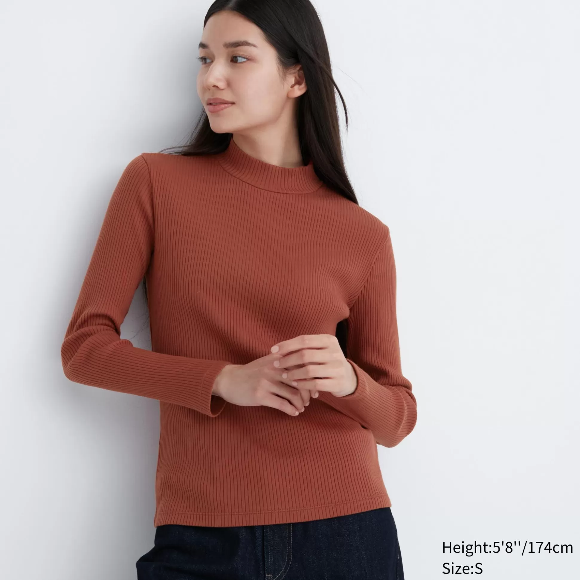 Women UNIQLO T-Shirts<Ribbed High Neck Long-Sleeve T-Shirt