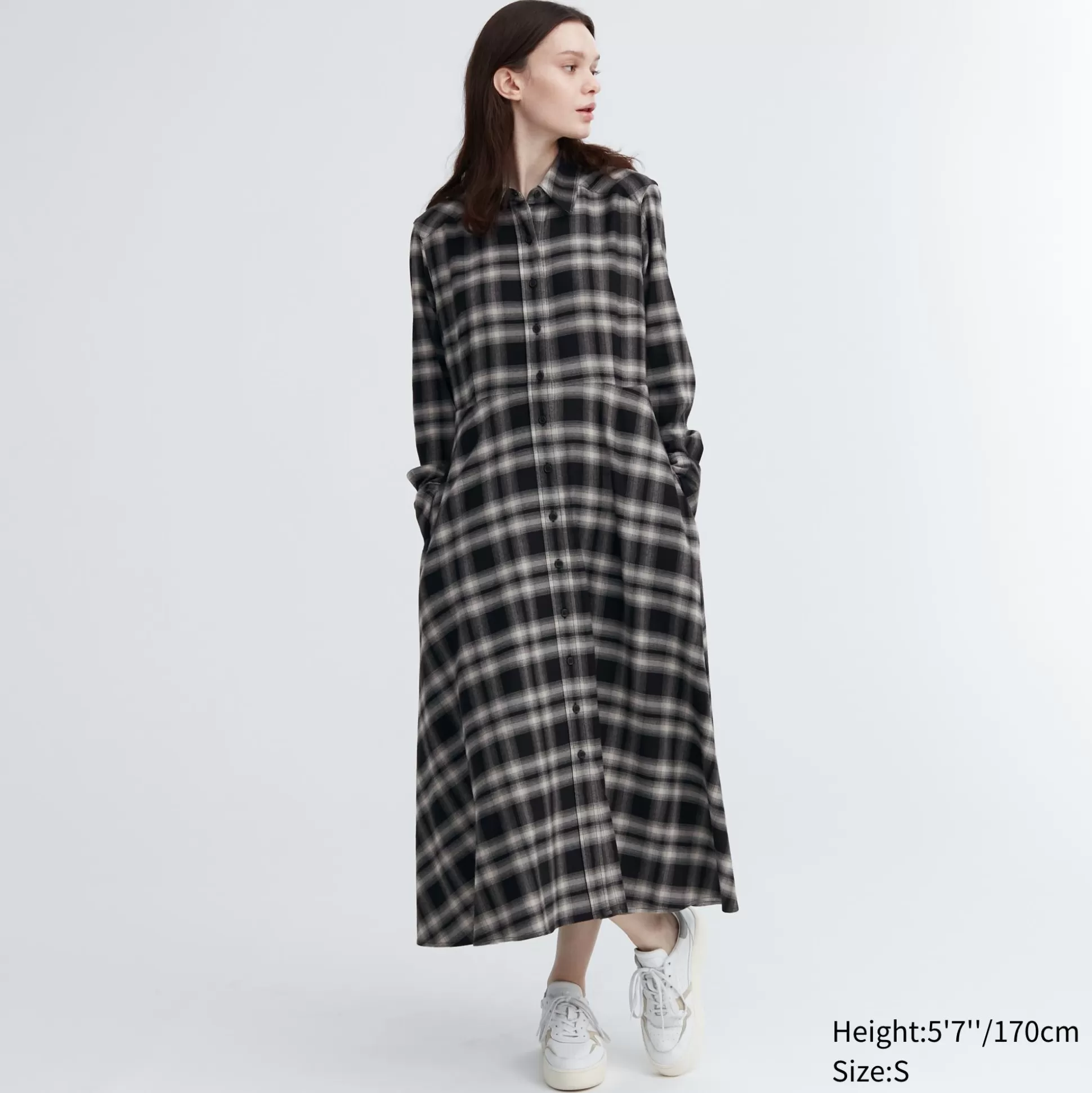 Women UNIQLO Dresses<Soft Brushed Long-Sleeve Shirt Dress