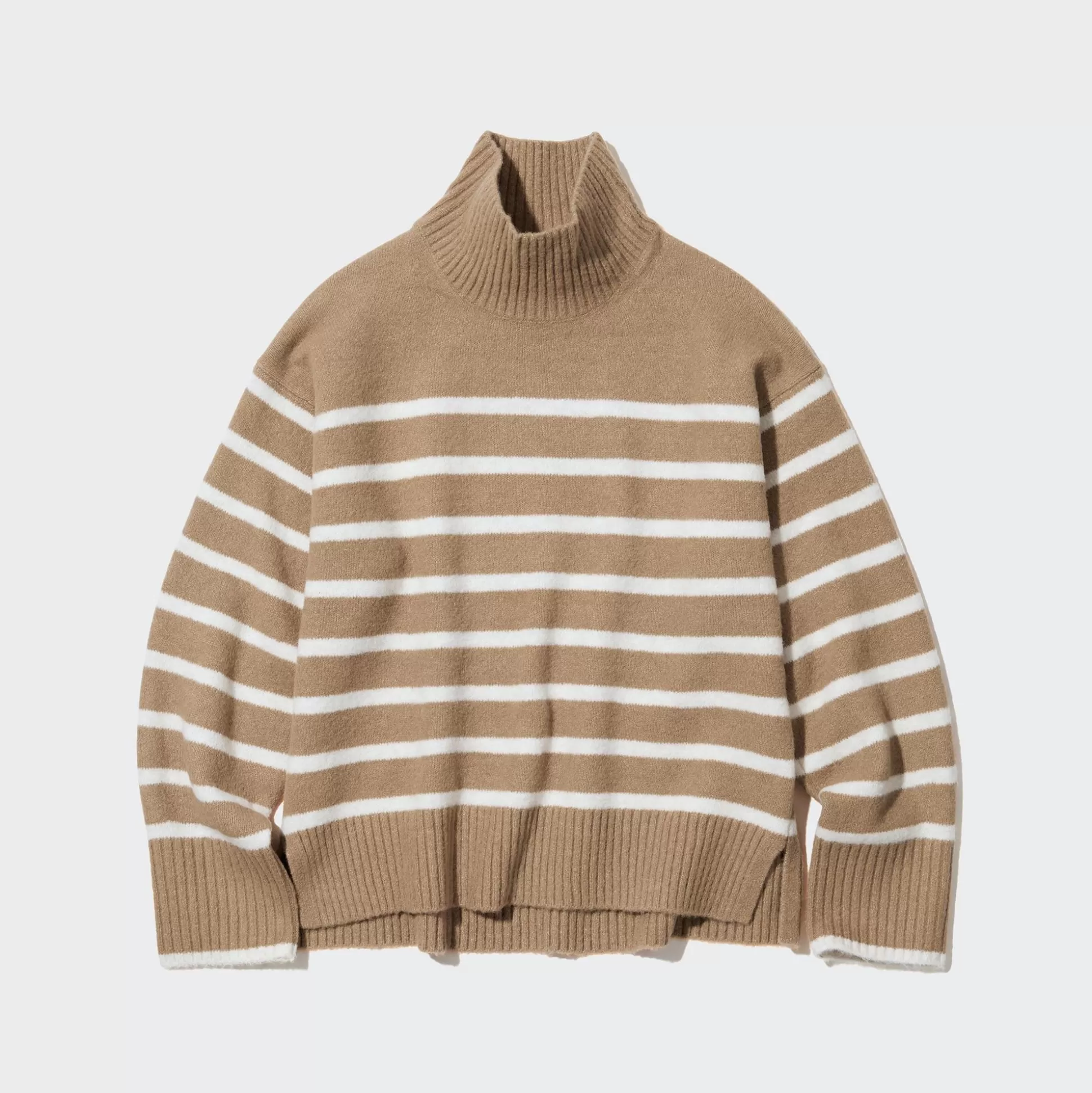 Women UNIQLO Sweaters<Souffle Yarn Striped High Neck Long-Sleeve Sweater