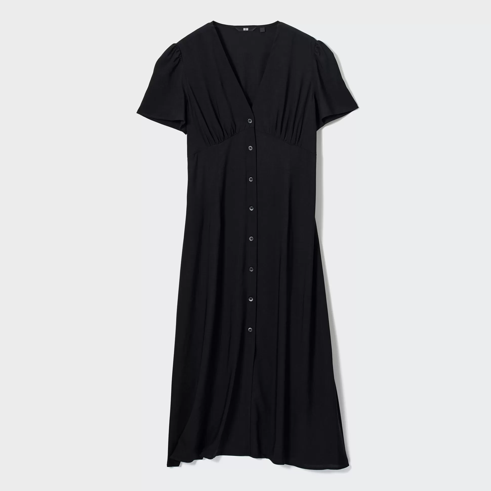 Women UNIQLO Dresses<V-Neck Short-Sleeve Flare Dress