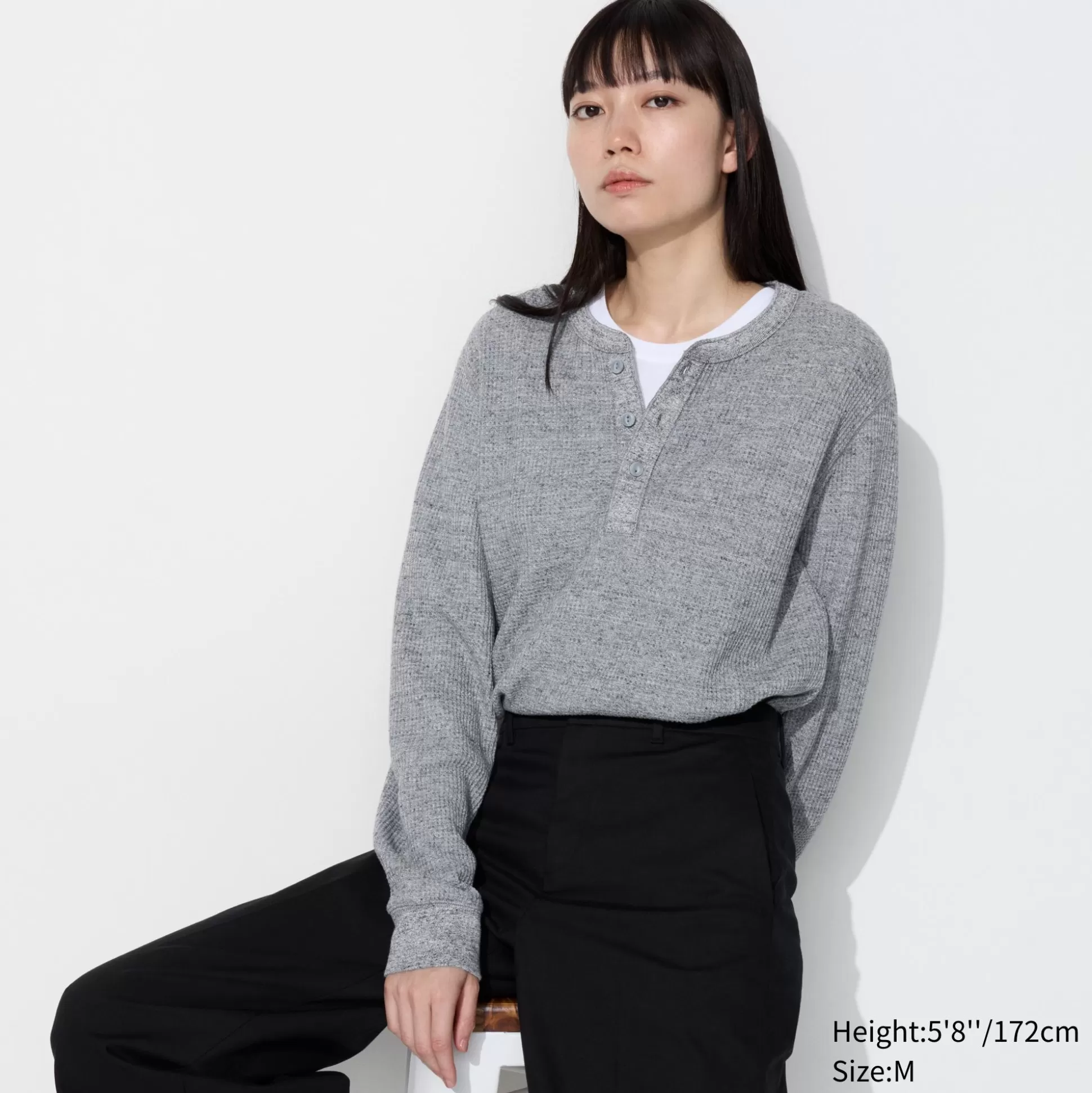 Women UNIQLO T-Shirts<Waffle Long-Sleeve Henley T-Shirt