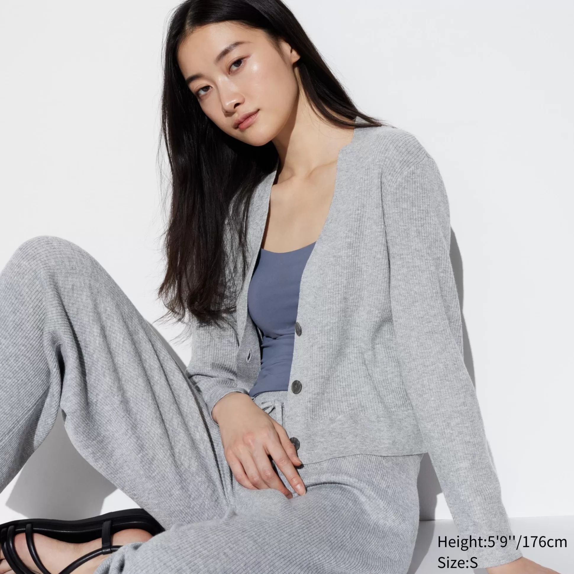 Women UNIQLO Sweaters<Washable Knit Ribbed Cardigan (Long Sleeve)