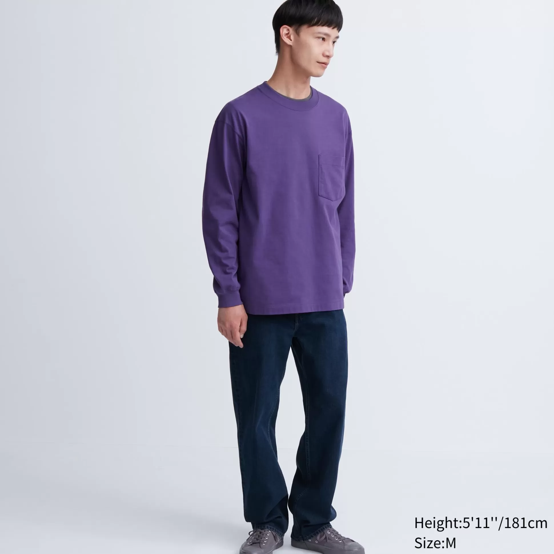 Men UNIQLO T-Shirts<Washed Cotton Crew Neck Long-Sleeve T-Shirt