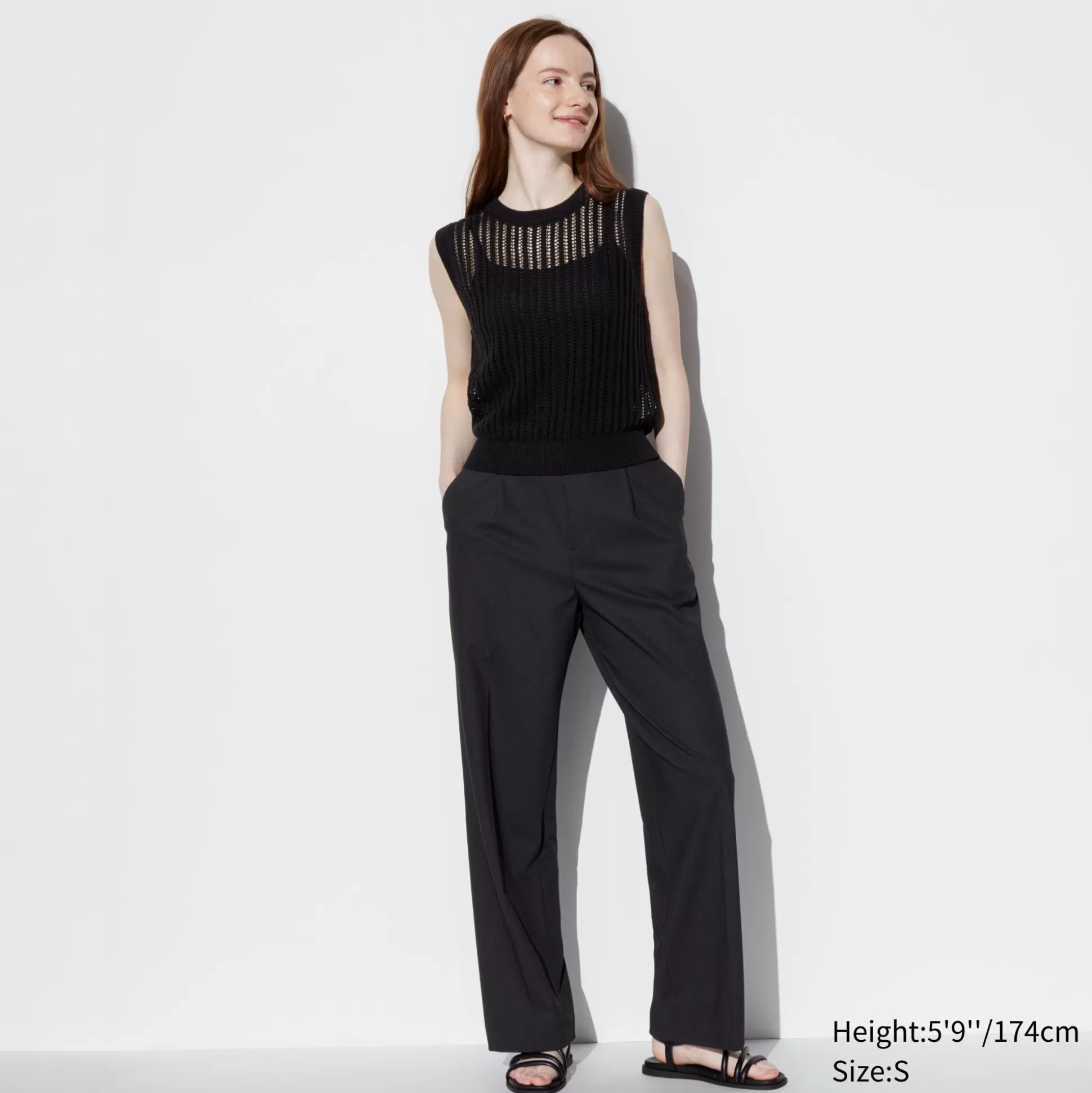 Women UNIQLO Pants<Wide-Fit Pleated Pants (Tall)