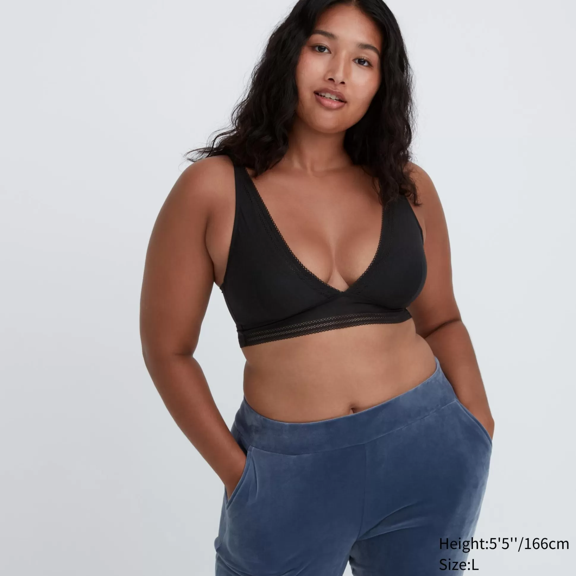 Women UNIQLO Bras<Wireless Bra (Plunging Relax, Lace)